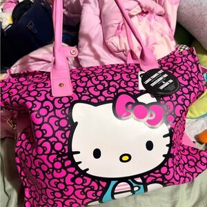Sanrio Hello Kitty Hot Pink and Black Patterned TRAVEL Tote